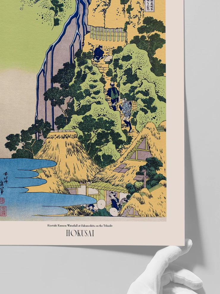 Hokusai, Kiyotaki Kannon Waterfall - Art Print  Poster