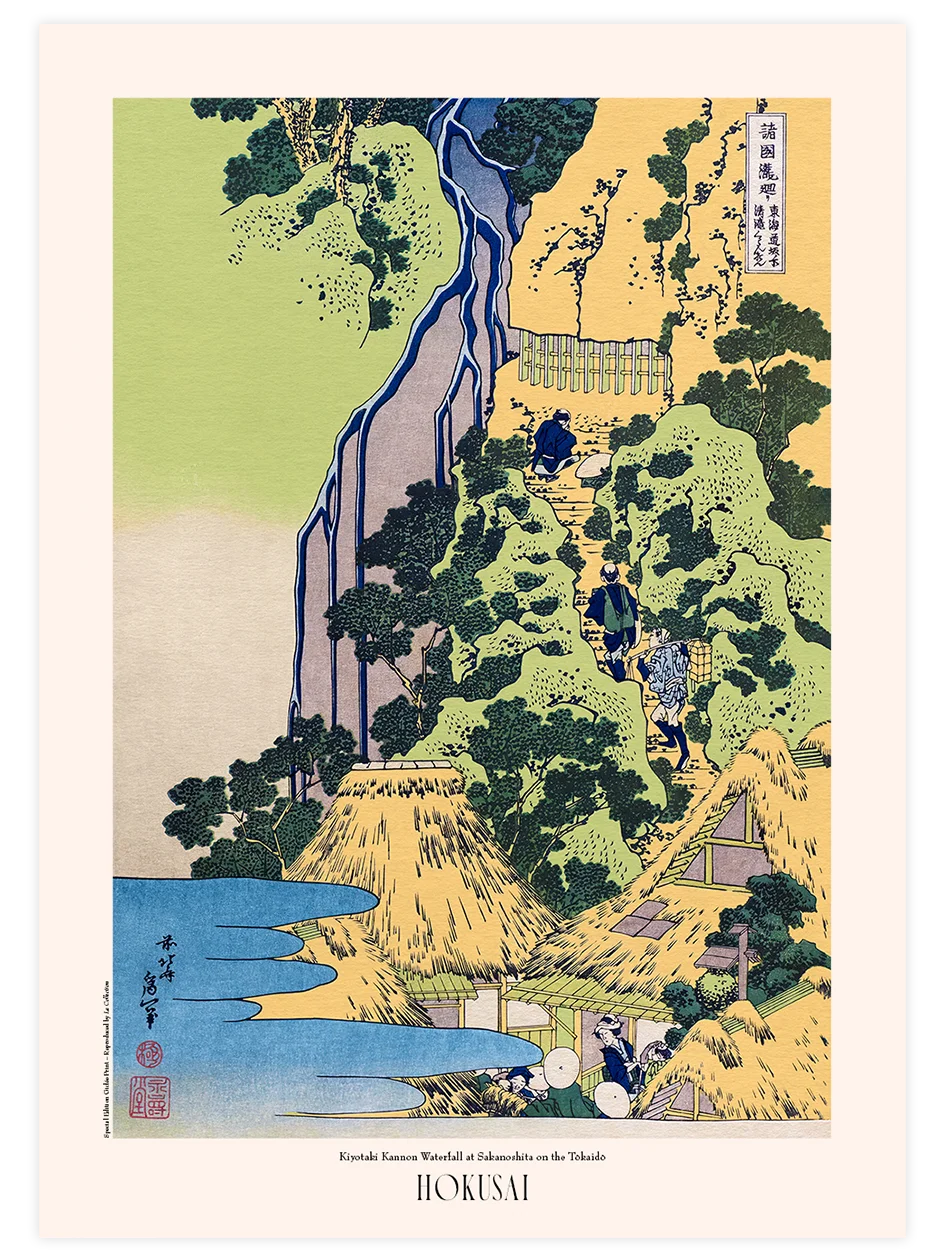 Hokusai, Kiyotaki Kannon Waterfall - Art Print Ünlü Ressamlar Poster
