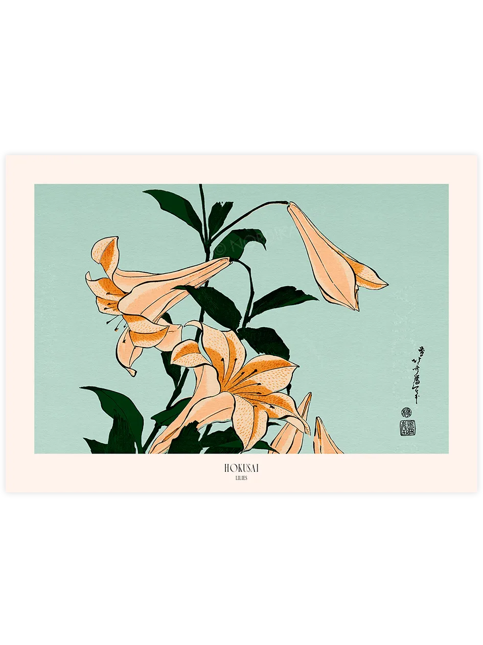 Hokusai Lilies poster