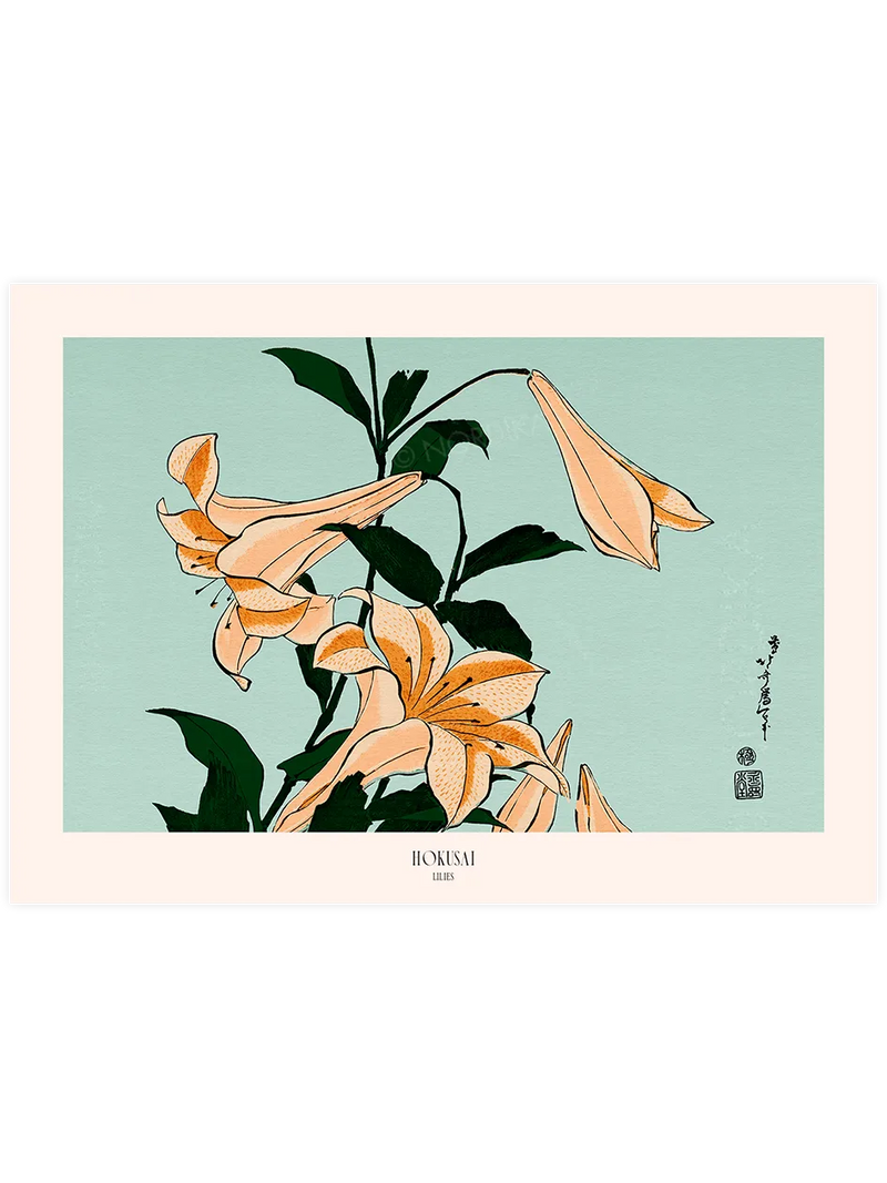 Hokusai Lilies poster