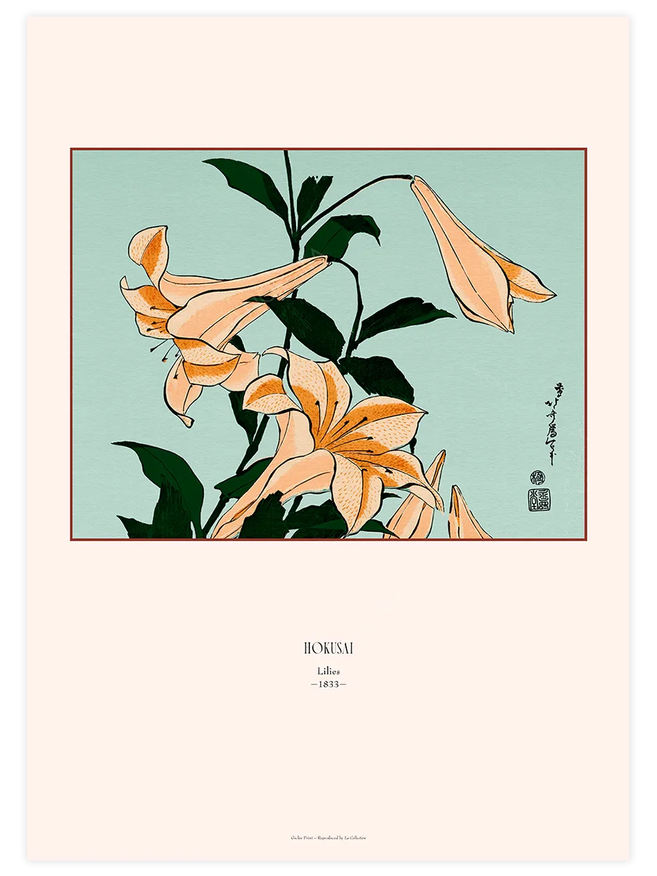 Hokusai Lilies poster