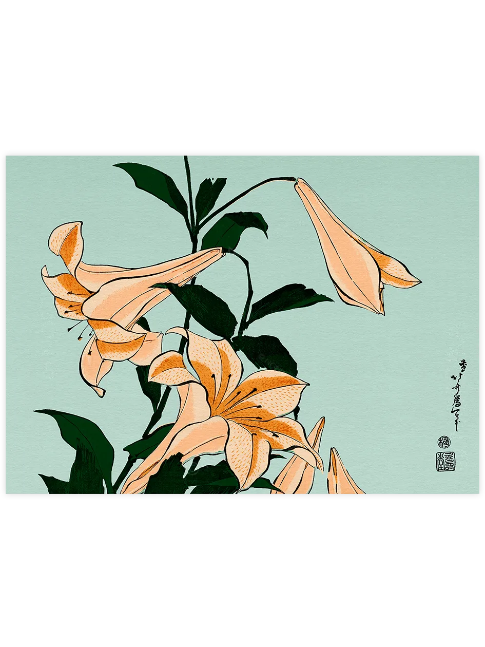 Hokusai Lilies poster