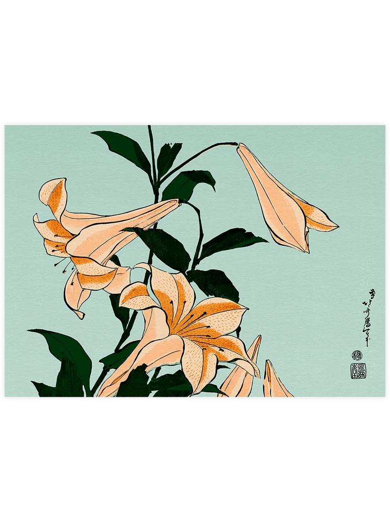 Hokusai Lilies poster