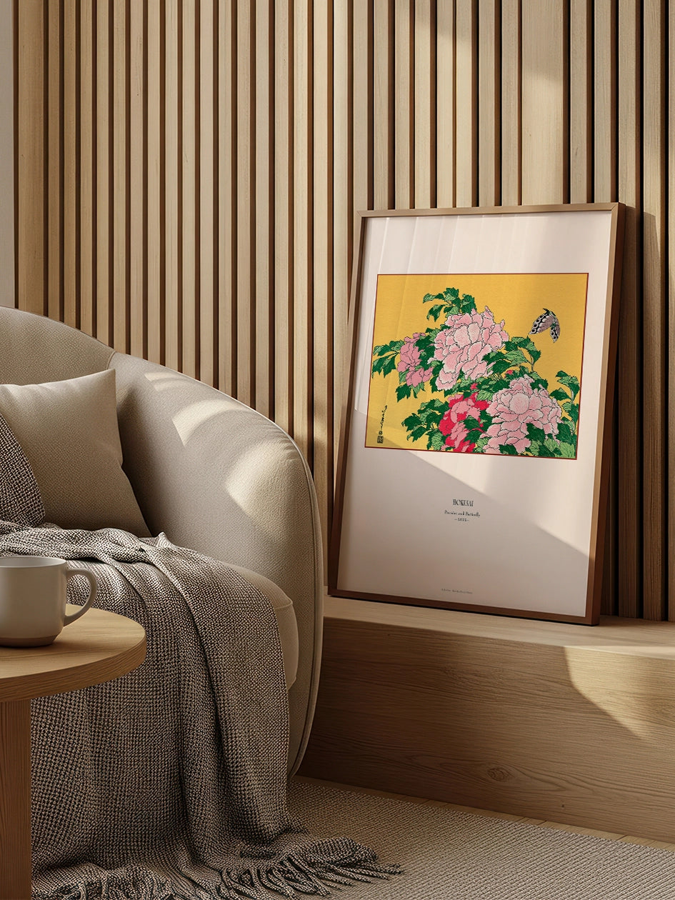 Hokusai Peonies and Butterfly tablo