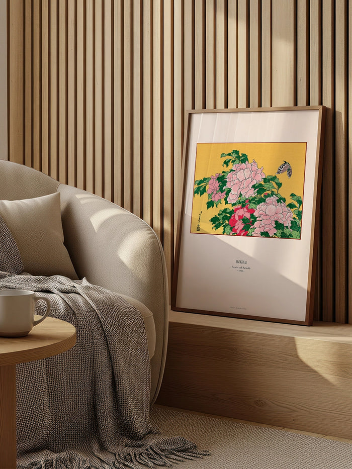 Hokusai Peonies and Butterfly tablo