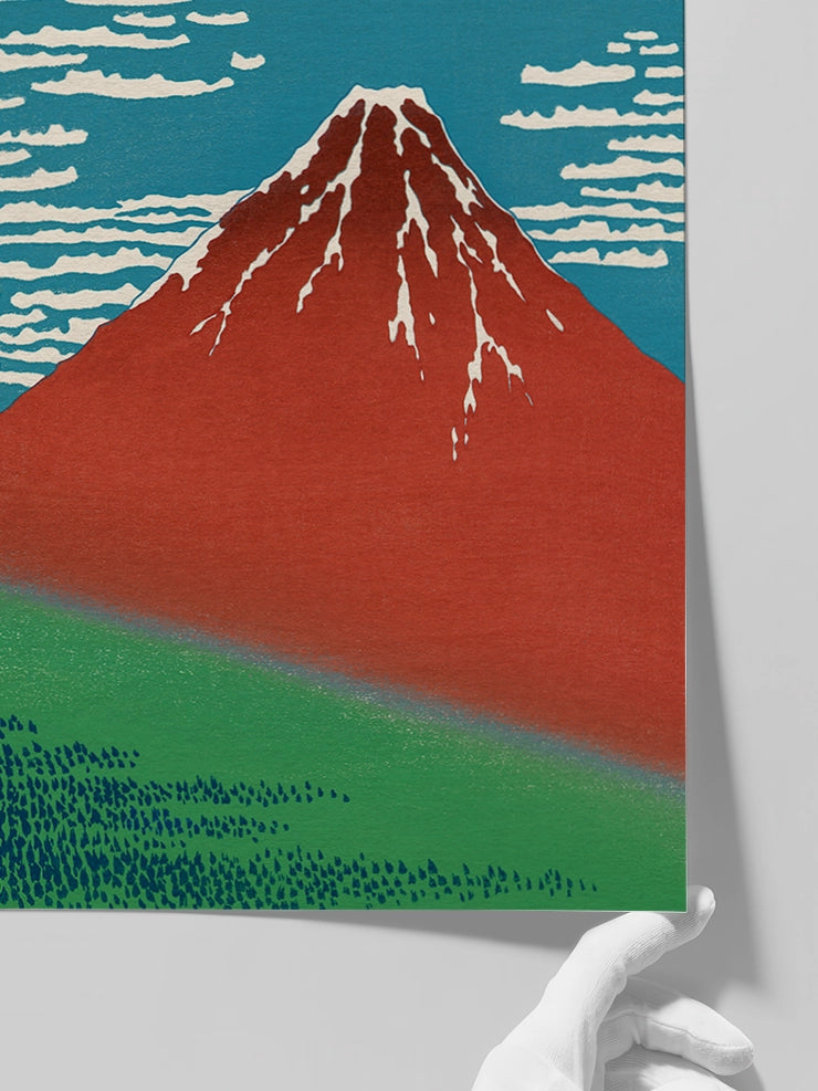 Hokusai, Red Fuji - Art Print  Poster