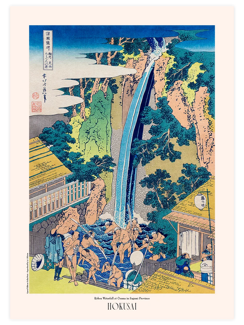 Hokusai, Roben Waterfall at Oyama - Art Print Ünlü Ressamlar Poster