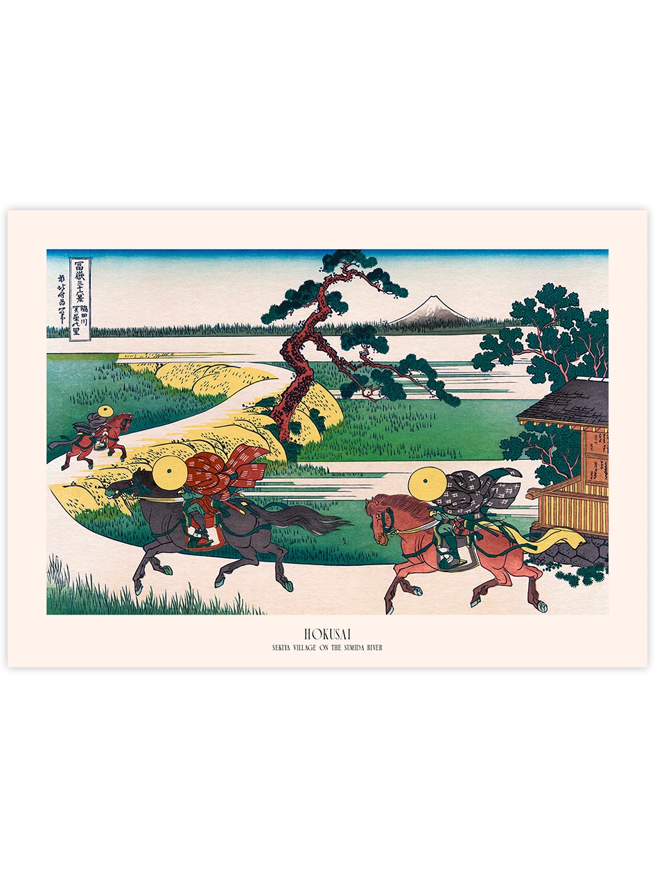 Hokusai, Sekiya Village on the Sumida River - Art Print Ünlü Ressamlar Poster