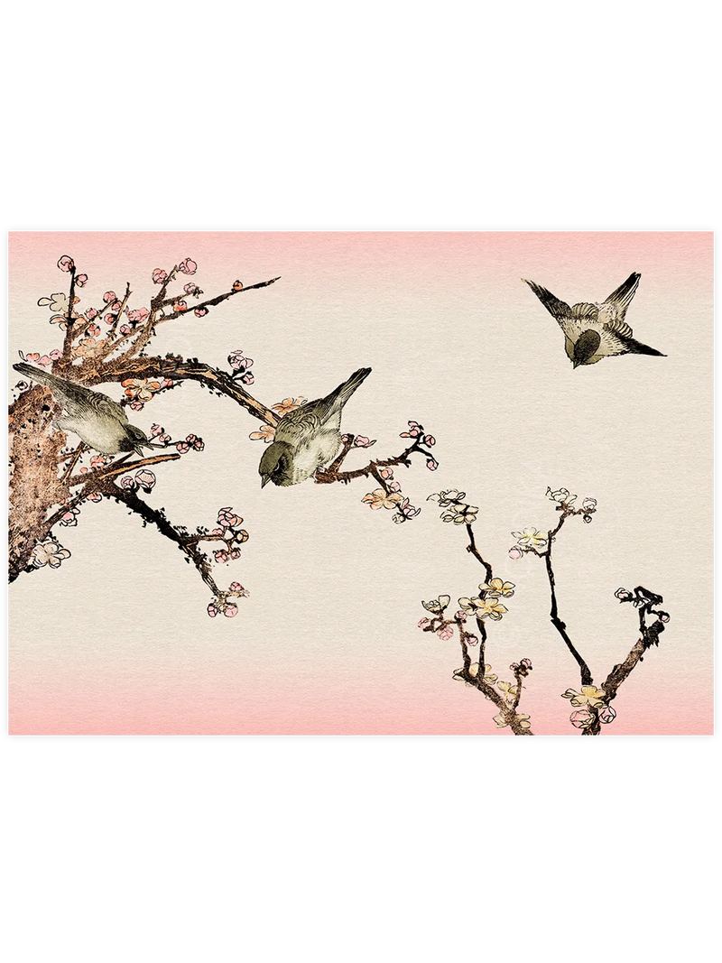 Hokusai Sparrows and Plum posteri