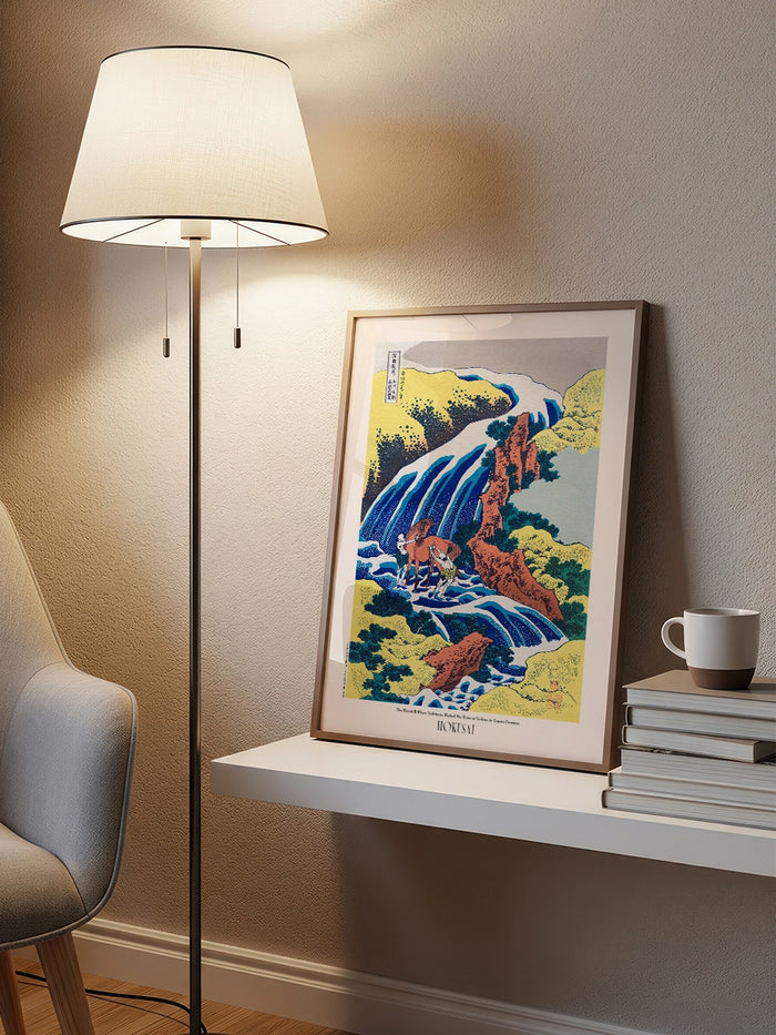 Hokusai, The Waterfall Where Yoshitsune Washed His Horse - Art Print  Poster