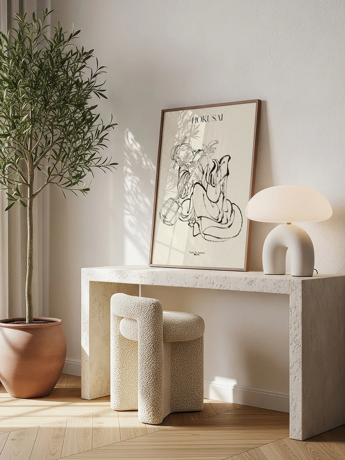 Hokusai, Tuning the Samisen - Art Print  Poster
