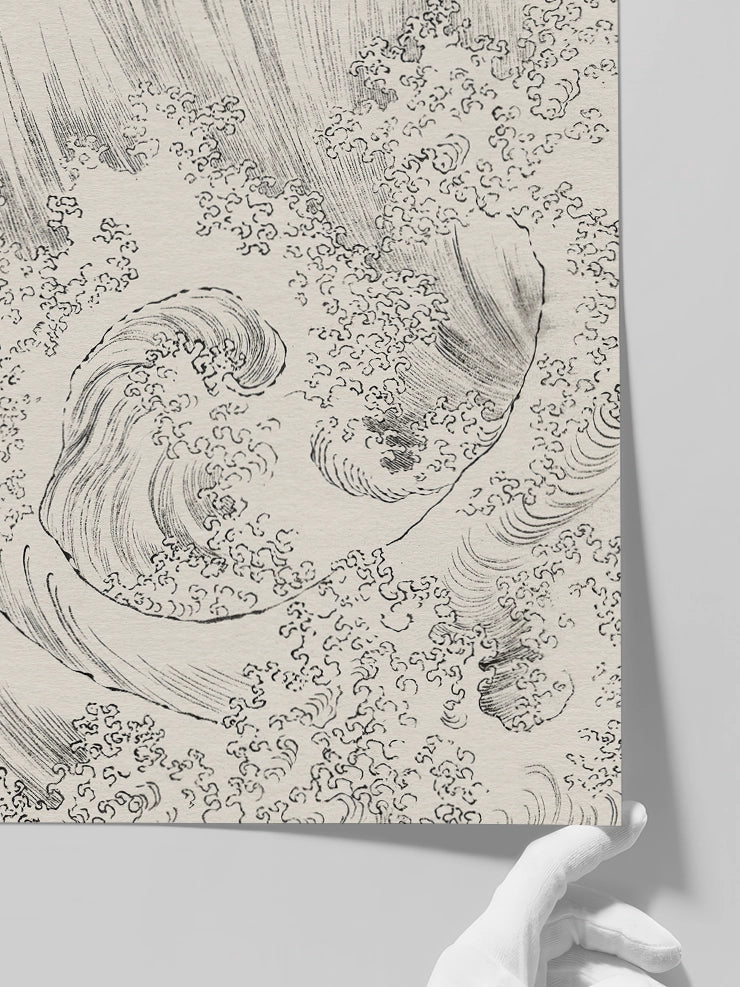 Hokusai, Wave Sketch - Art Print  Poster