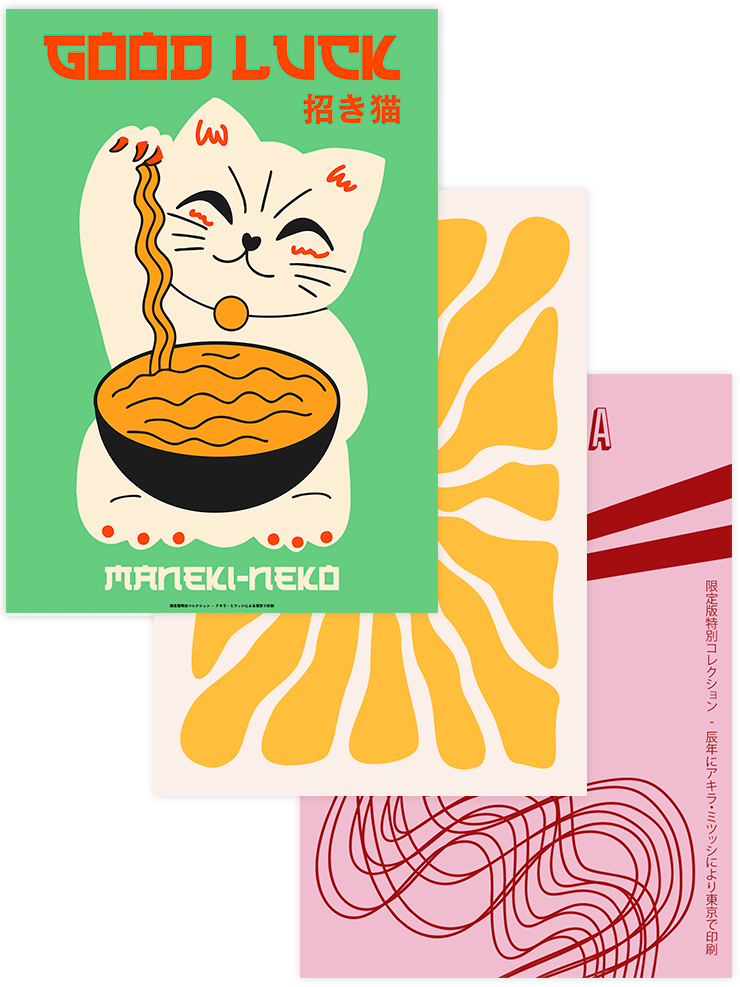 Maneki Neko - Poster Seti Trio Ürün ana görseli