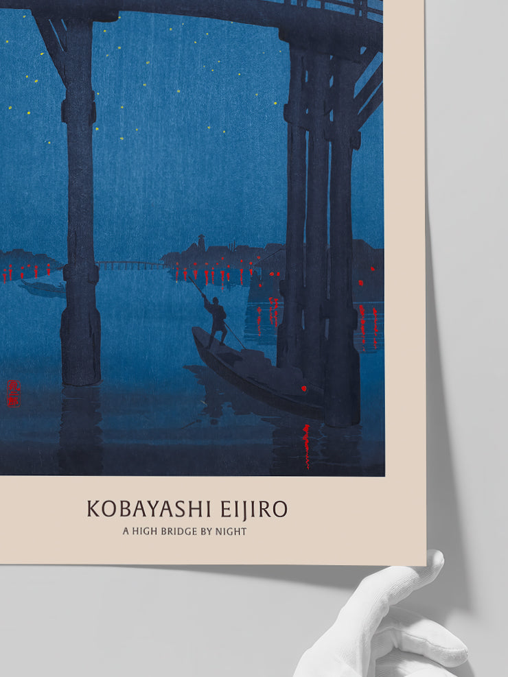 Kobayashi A High Bridge by Night - Art Print  Poster