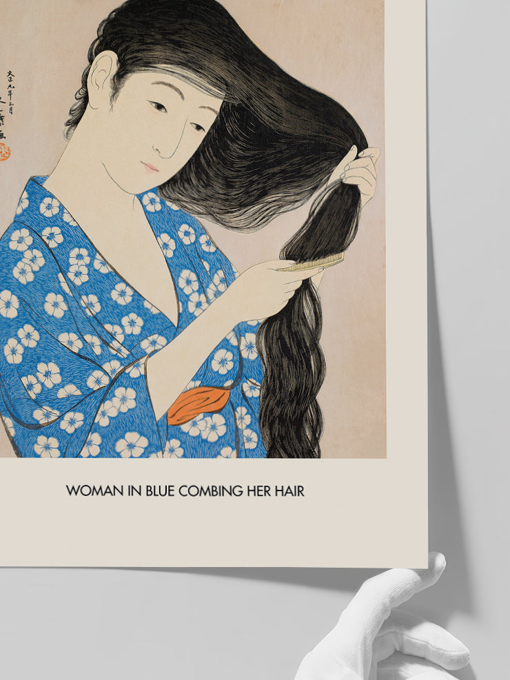 Hashiguchi Woman In Blue - Art Print  Poster