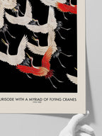 Furisode With A Myriad Of Flying Cranes - Art Print