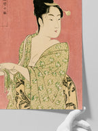 Yeşil Kimonolu Geyşa - Art Print