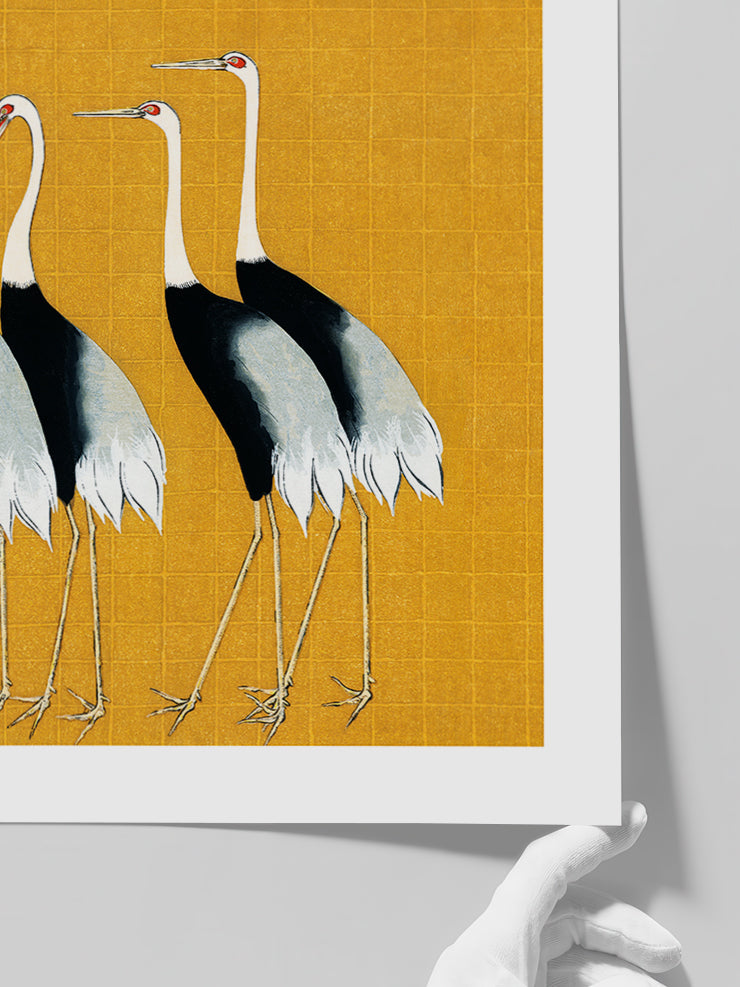 Ogata Korin Gray Cranes - Art Print