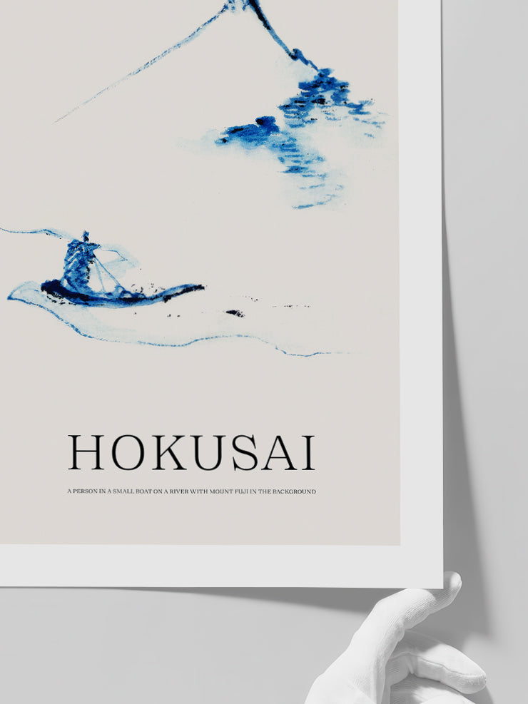 Hokusai A Person In A Small Boat - Art Print
