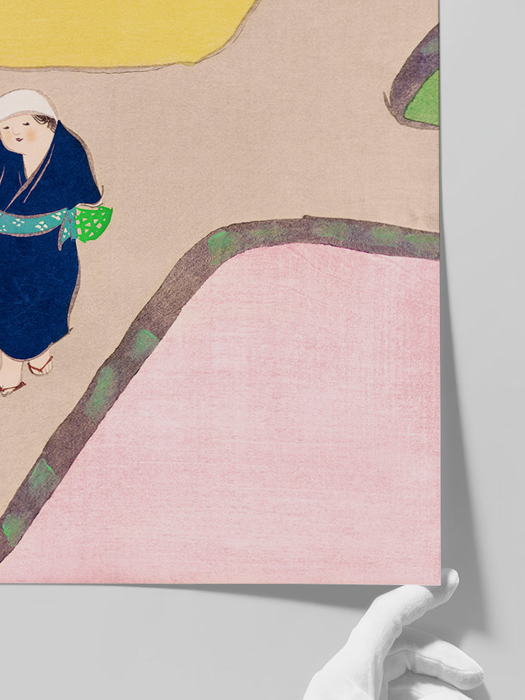 Kamisaka Sekka Rice Paddies in Spring - Art Print  Poster