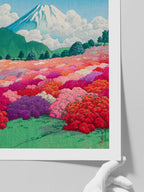 Kawase Mount Fuji from an Azalea Garden - Art Print