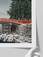 Kawase Snow at the Shinkyo Bridge, Nikko - Art Print