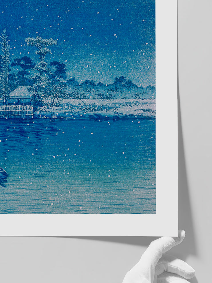 Kawase Ushibori in Snow - Art Print  Poster