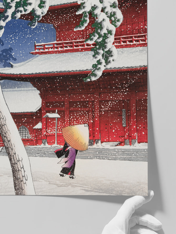 Hasui Kawase The Zojoji Temple - Art Print  Poster