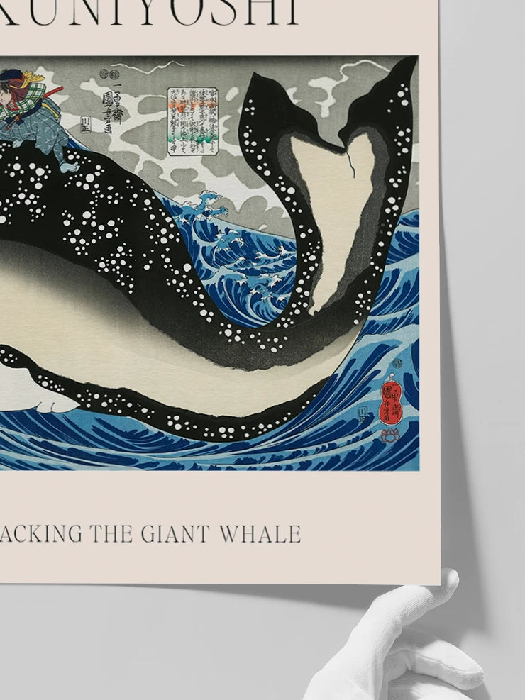 Kuniyoshi Miyamoto no Musashi Attacking the Giant Whale - Art Print