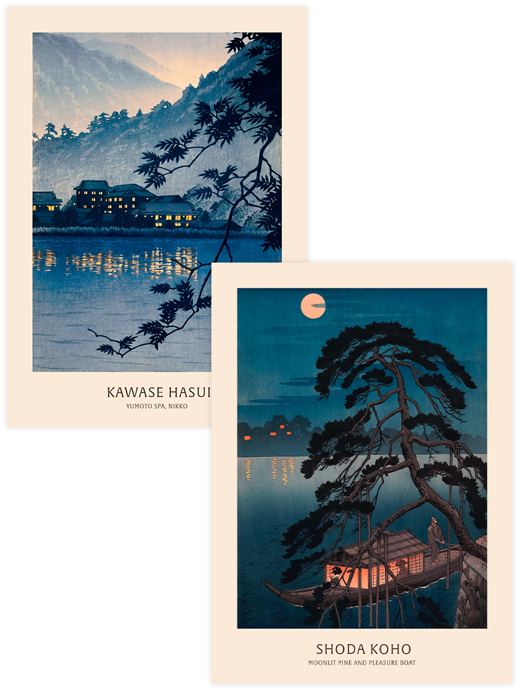 Kawase & Shoda Blue Night Scenes - Poster Seti Duo Ünlü Ressamlar Poster
