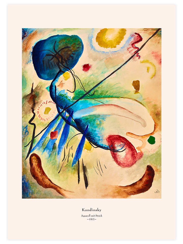 Kandinsky Aquarell mit Strich - Art Print