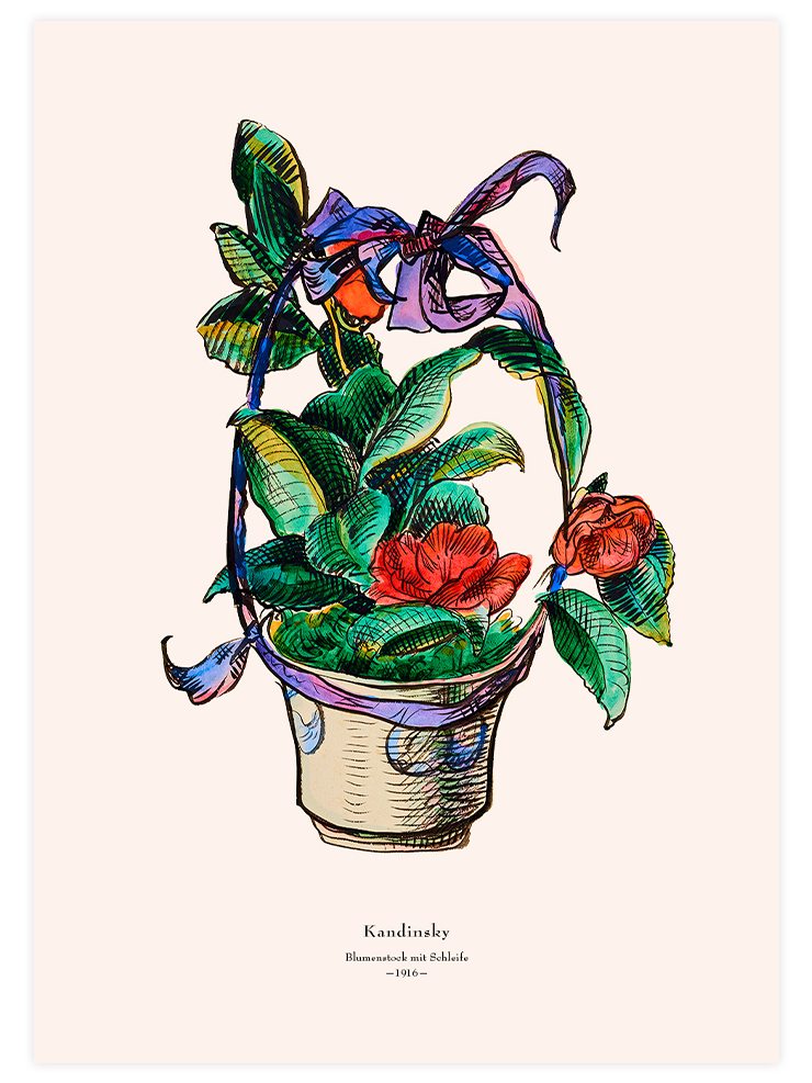Kandinsky Flower Basket with Bow - Art Print