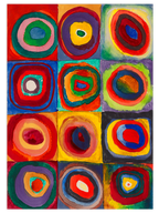Kandinsky Squares with Concentric Circles - Art Print