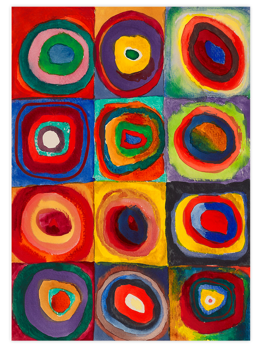 Kandinsky Squares with Concentric Circles - Art Print