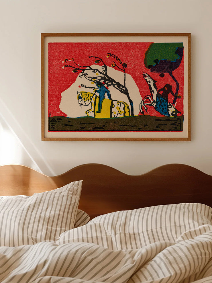 Kandinsky Two Riders against a Red Background - Art Print Ürün ikincil görseli