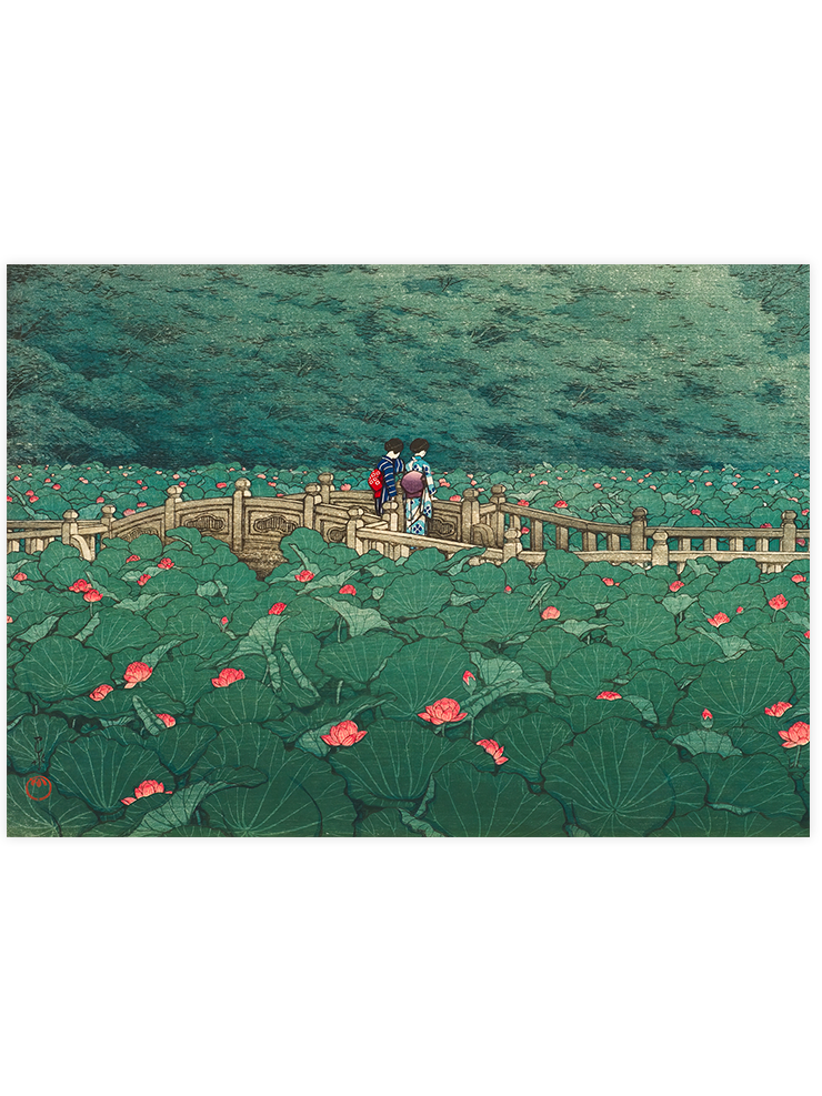 Kawase The Pond at Benten Shrine in Shiba - Art Print