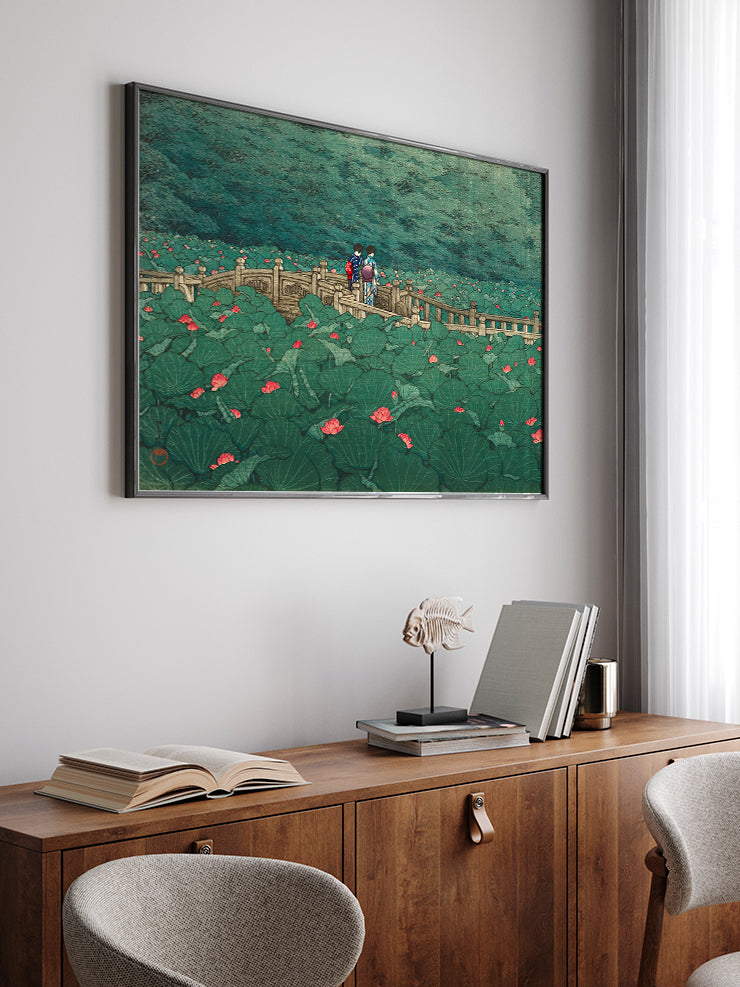 Kawase The Pond at Benten Shrine in Shiba - Art Print