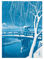 Kawase Snow at Nightfall - Art Print
