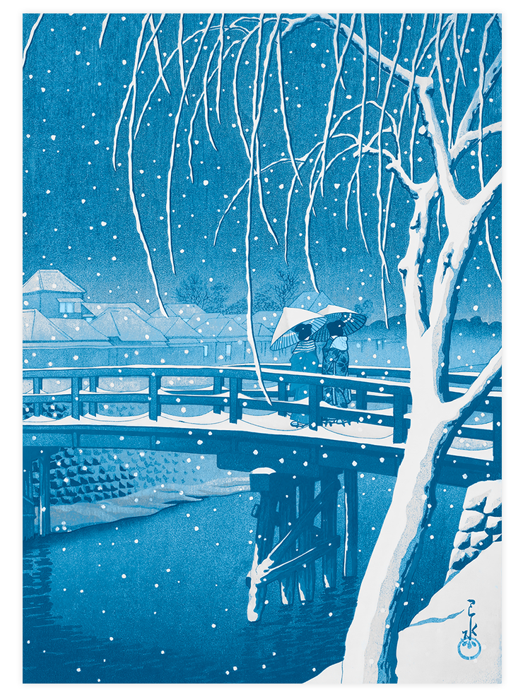 Kawase Snow at Nightfall - Art Print