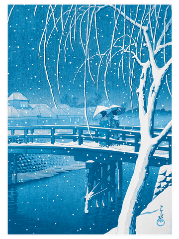 Kawase Snow at Nightfall - Art Print