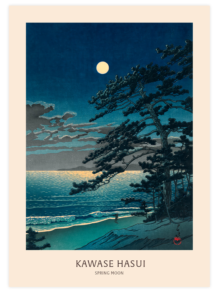 Kawase Spring Moon at Ninomiya Beach - Art Print