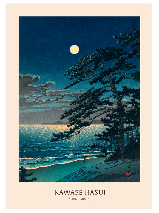 Kawase Spring Moon at Ninomiya Beach - Art Print