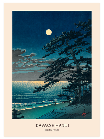 Kawase Spring Moon at Ninomiya Beach - Art Print