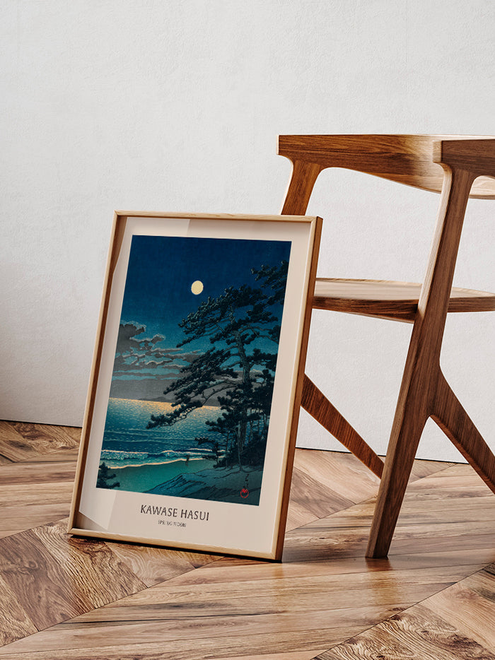 Kawase Spring Moon at Ninomiya Beach - Art Print  Poster
