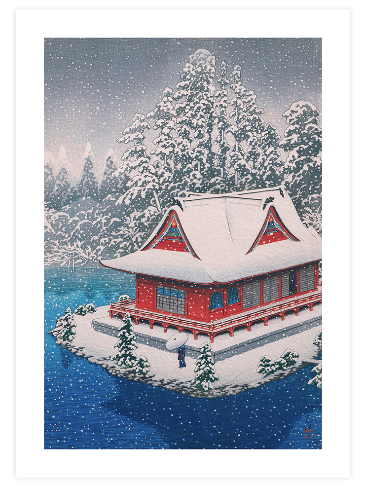 Kawase The Inokashira Benten Shrine in Snow - Art Print