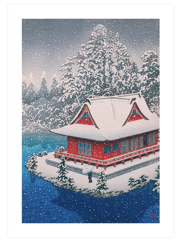 Kawase The Inokashira Benten Shrine in Snow - Art Print