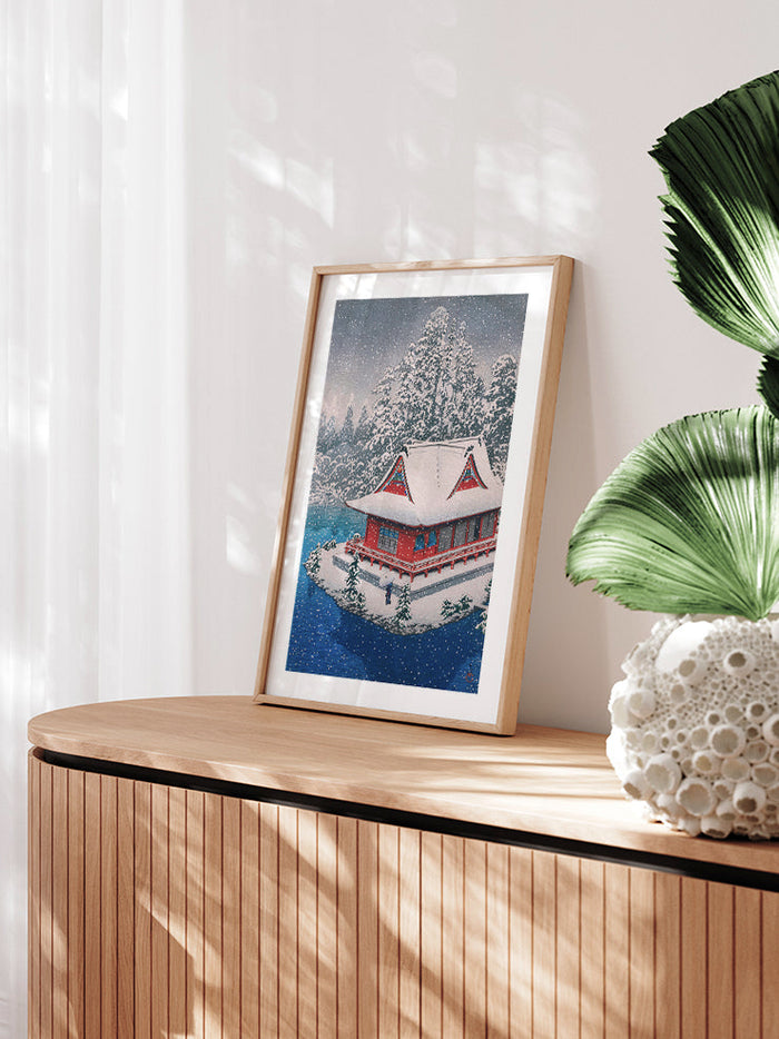 Kawase The Inokashira Benten Shrine in Snow - Art Print  Poster