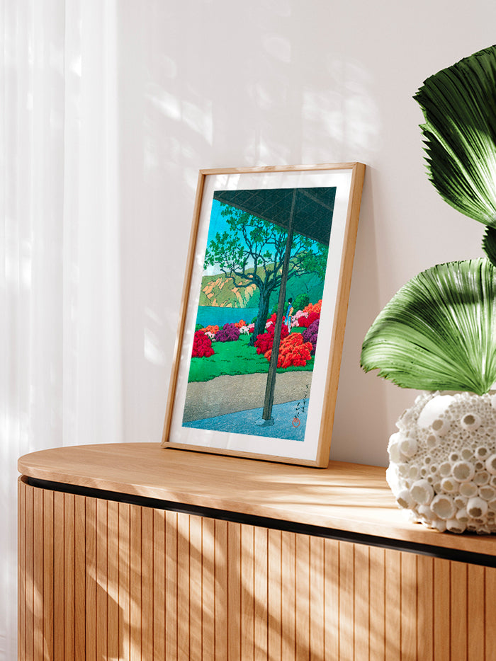 Kawase View of an Azalea Garden - Art Print  Poster
