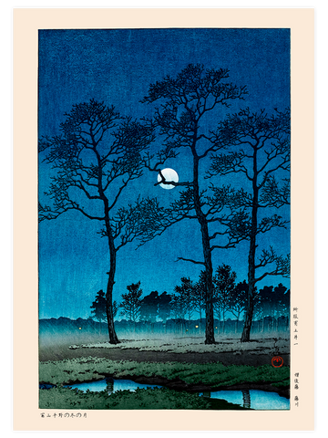 Kawase Winter Moon over Toyama Plain - Art Print