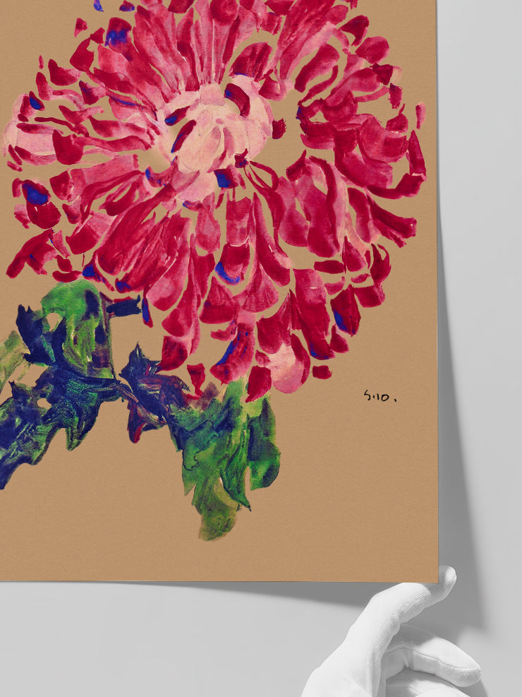 Egon Schiele Red Chrysanthemum - Art Print